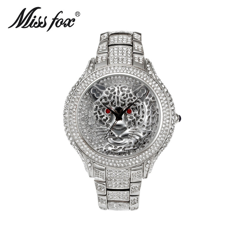 Miss Fox hommes montres haut marque de luxe tigre hommes montre Quartz contracté Choque décontracté véritable argent or montre-bracelet pour hommes
