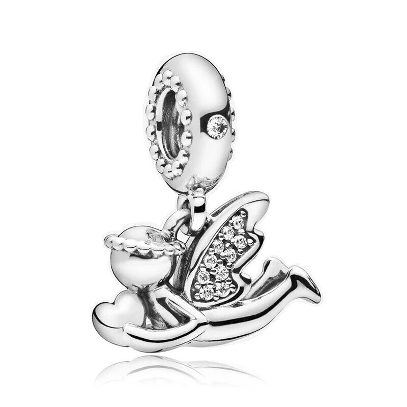 Cocok Pandora Pesona Gelang DIY Wanita Perak Asli Manik Perhiasan Aksesoris Perak 925 Bintang Mickey Penguin Malaikat Liontin