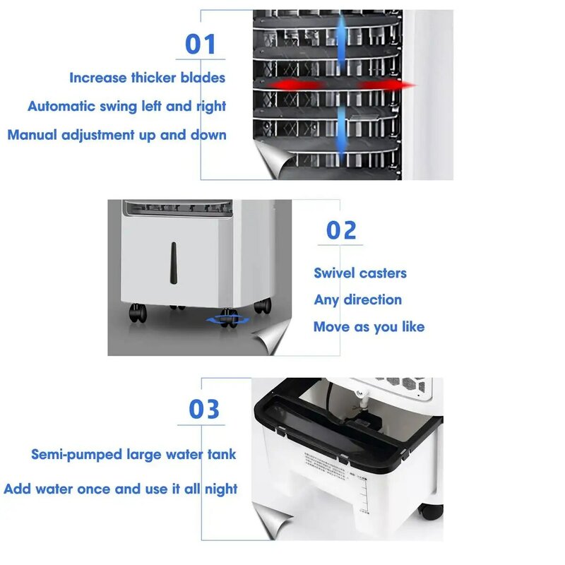 Condicionador doméstico, 220v, ventilador de refrigeração, refrigeração, água fria, elétrico, 60w, portátil, mini ar condicionado de chão