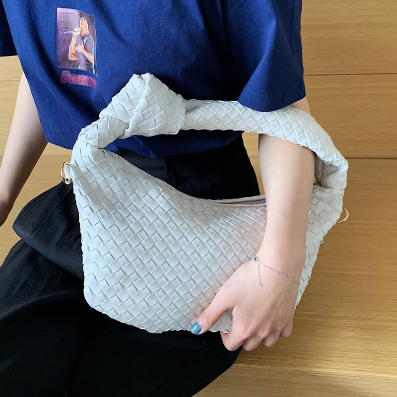 Брендовая дизайнерская сумка на плечо из искусственной кожи для женщин, плетеная Сумка для подмышек 2021, Женская дорожная сумка через плечо ...