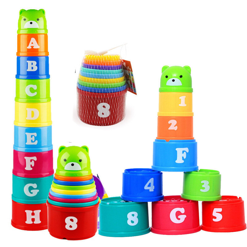 Bebê agarrar brinquedo blocos de construção stack cup brinquedo inteligência precoce