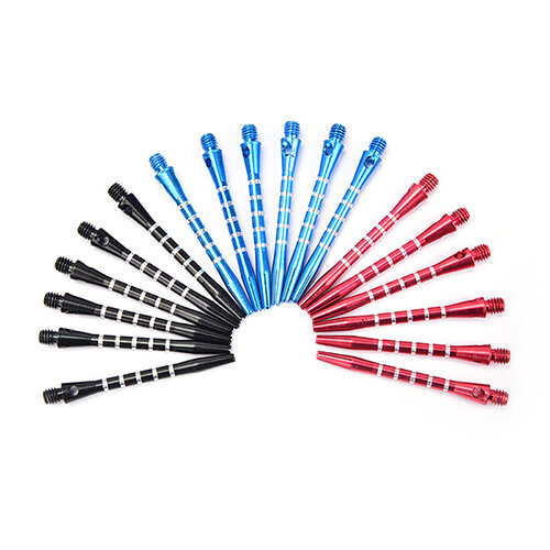 Liga eixos de dardos 35mm haste de alumínio eixos 3 cores preto + azul + vermelho 12 peças para 1 lote 2ba rosca