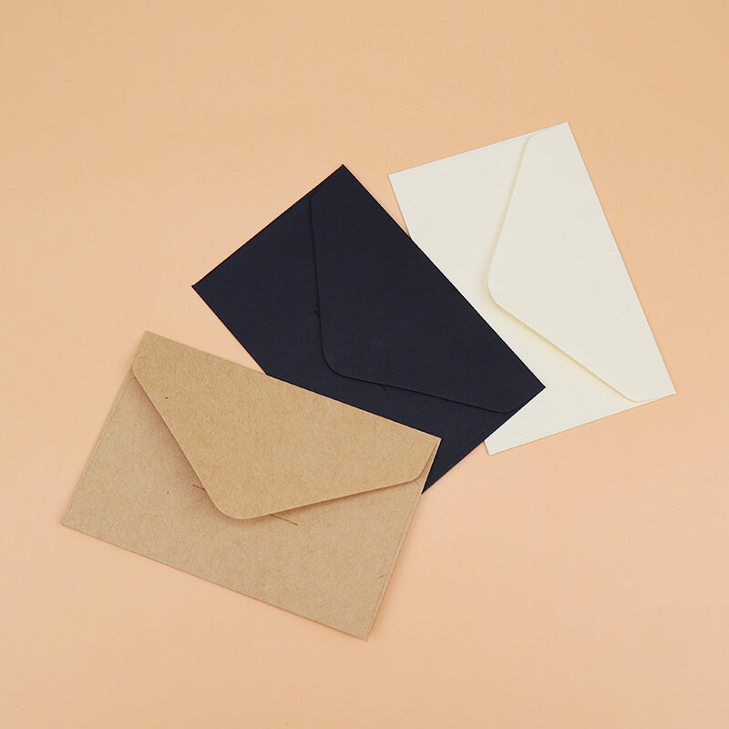 20/40/80Pcs Klassieke Wit Zwart Kraft Blank Mini Papier Venster Enveloppen Huwelijksuitnodiging Envelop Cadeau Envelop