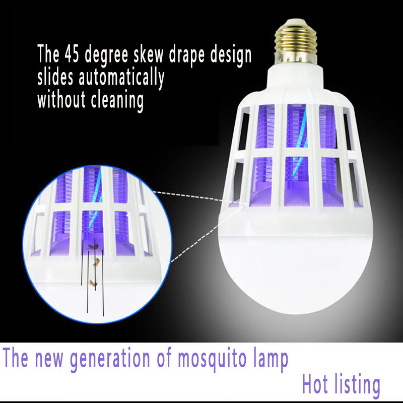 LED anti mosquito bug zapper-uccisione lampadina intelligente illuminazione lampada a doppio uso intelligente fotosensibile scossa elettrica CCC