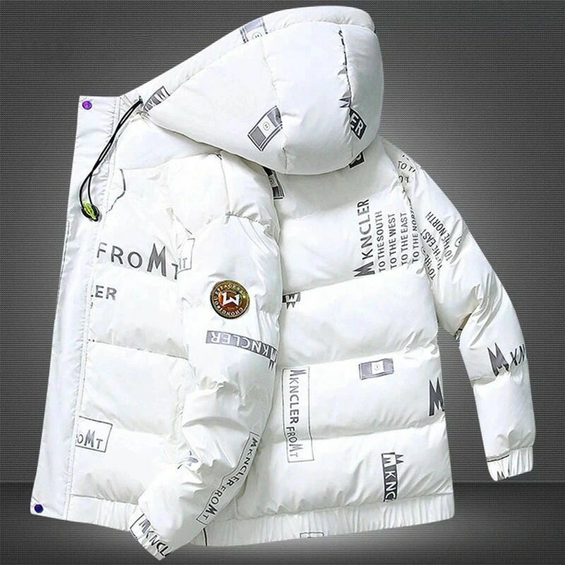 メンズホワイトダックダウンジャケット,厚みのある短い光沢のあるコート,カジュアルな若者のための最新のファッション