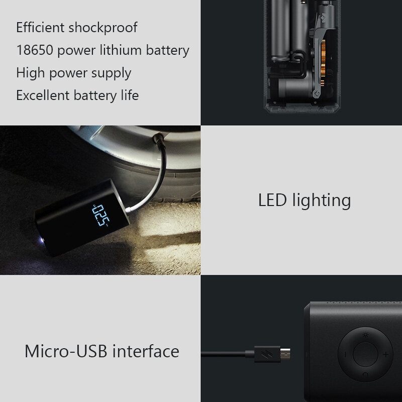Электрический насос Xiaomi Mijia, умное устройство с датчиком давления, для накачки шин скутера, велосипеда, мотоцикла, автомобиля
