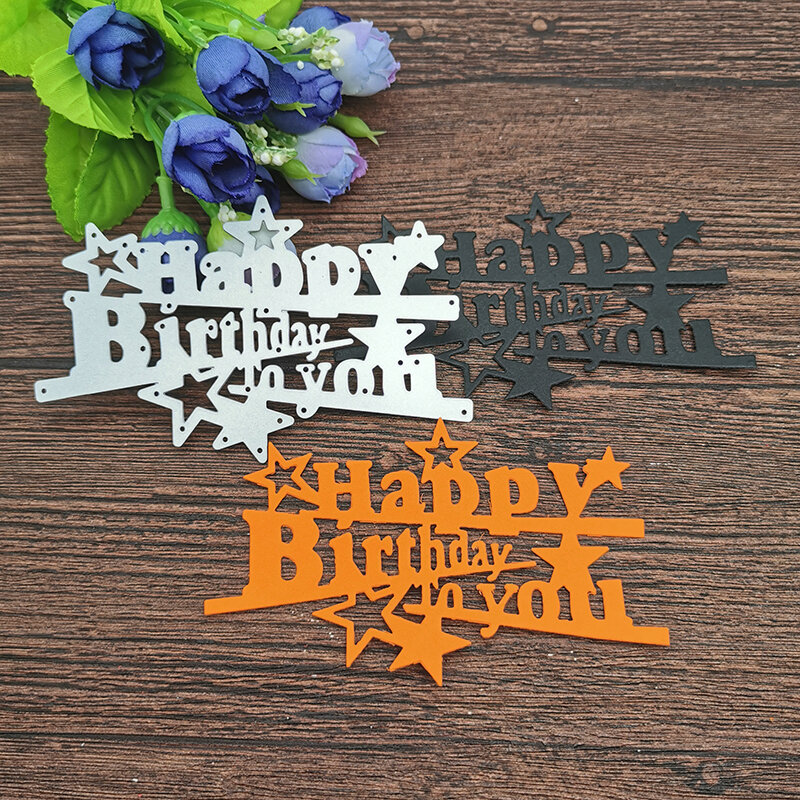 AOKEDIY happy Birthday decoration Metal Cutting Dies Craft Stamps die Cut Embossing Card Make Stencil Frame Art Cutte
