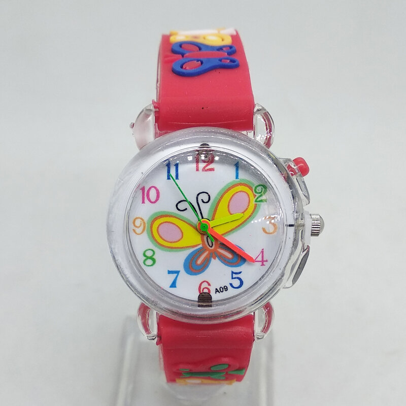 Kolorowe migające światło jarzeniowe duże Butterfly Dial zegarki dla dzieci elektroniczny zegarek dla dzieci dziewczyny prezent urodzinowy chłopcy zegar