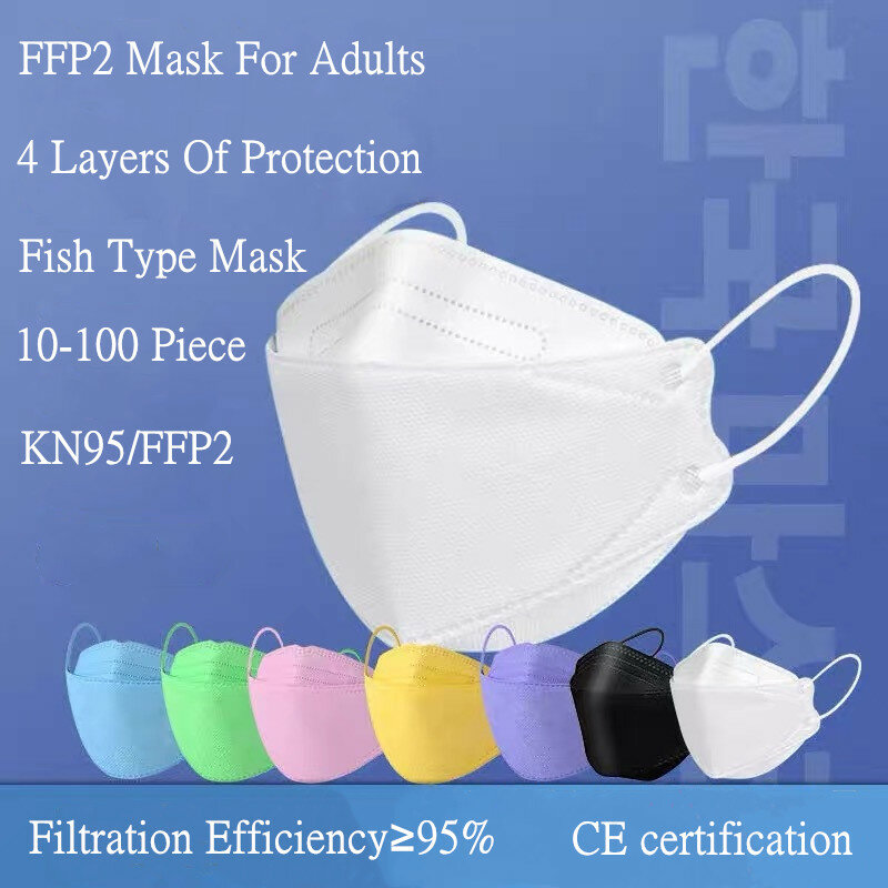 Masque facial FFP2 de Type poisson KN95 pour adultes, Protection réutilisable