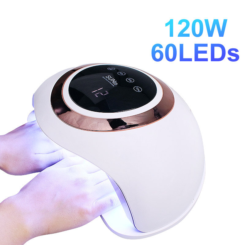 120W lampa do paznokci do Manicure 60LEDs utwardzania wszystkich rodzajów żeli UV LED suszarka do paznokci Duoble ręce szybkie suszenie do wykorzystania W salonie narzędzia do paznokci