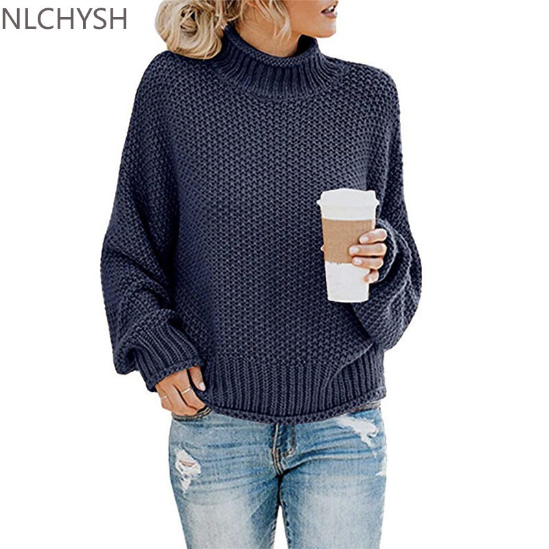Sweater Female Autumn Winter Knitted Women Sweater Pullover Female Tricot Jersey Jumper Femme High Collar Women Clothes