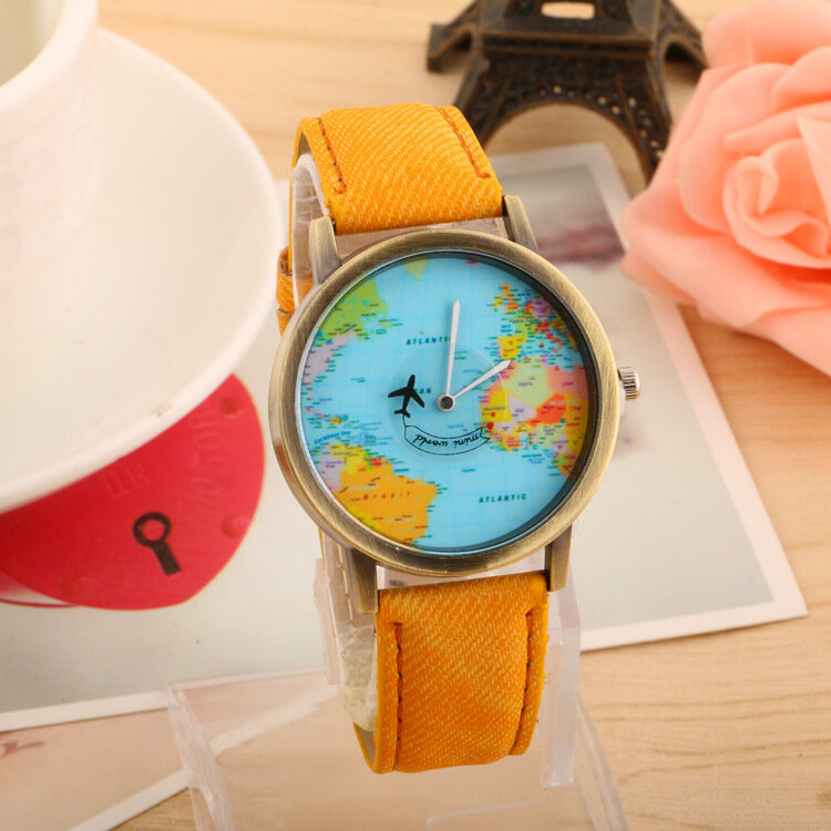 Vintage Denim Canvas Airplane Watch Creative Design Men's Quartz Wrist Watch Ladies Gift Couple Clock Relogios Masculinos 2021