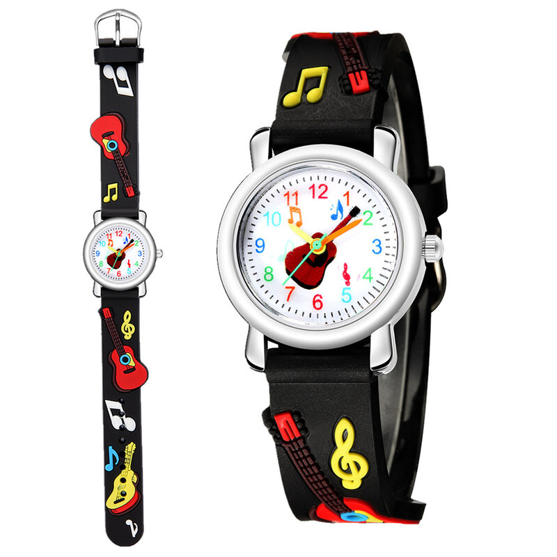 Модные часы для мальчиков и девочек с мультипликационным принтом, с пряжкой, для студентов, с ослепительным сетчатым ремешком, силиконовые ...
