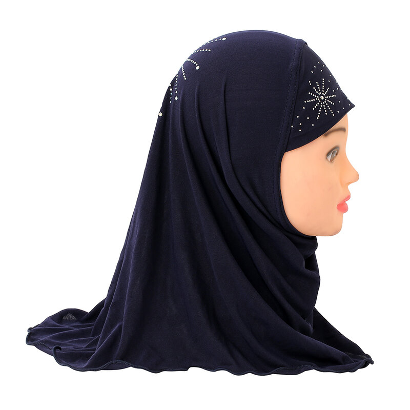 H042 beautiful small girl hijab with stones cute scarf hats women's caps can fit 2-6 years old girls muslim  headscarf