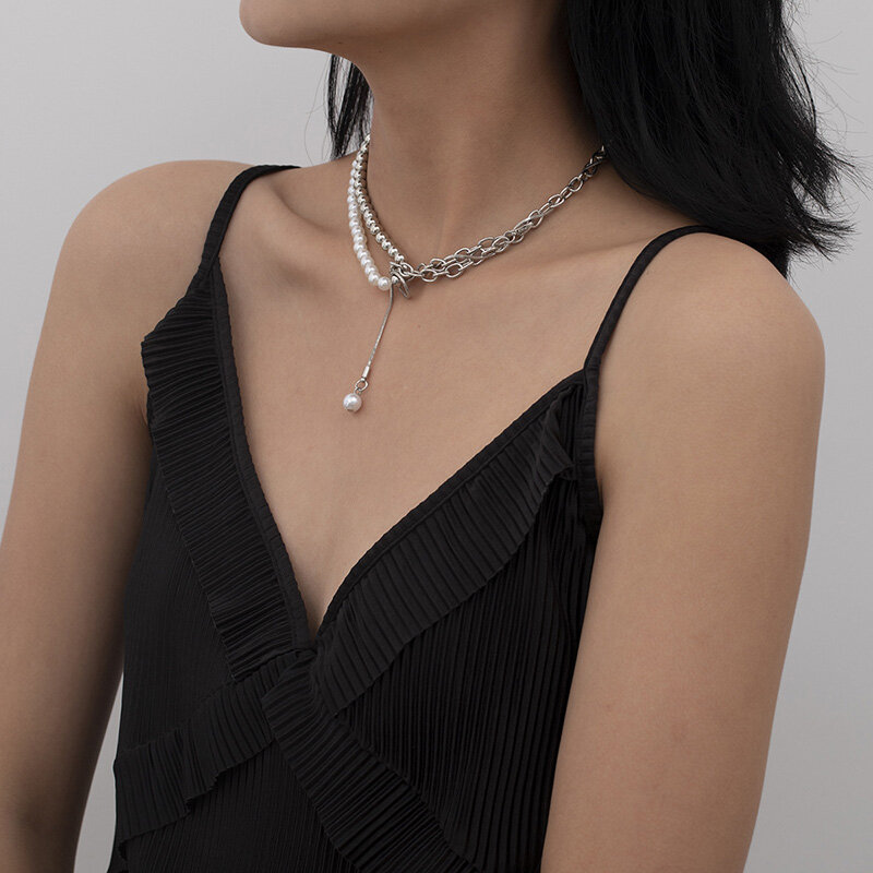 Collier de perles d'imitation de vent Baroque populaire pour femmes, ras de cou gothique en métal irrégulier, bijoux pour filles, Europe et états-unis