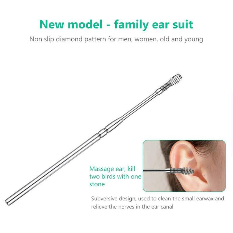 7 unids/set cera de oído recolectores de acero Earpick cera limpiador a removedor de cuchara limpia oído oreja cureta de limpieza herramienta importa G6I1