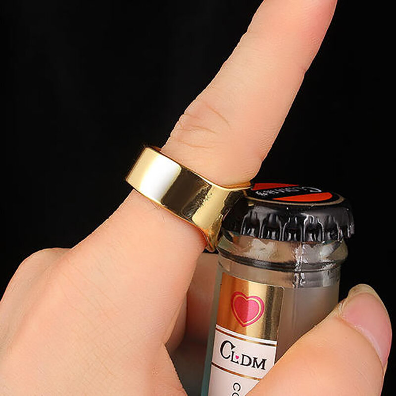 4 cor mini abridor de garrafa de aço inoxidável anel de dedo-forma garrafa tampa de cerveja abertura removedor de cozinha gadgets barra ferramentas