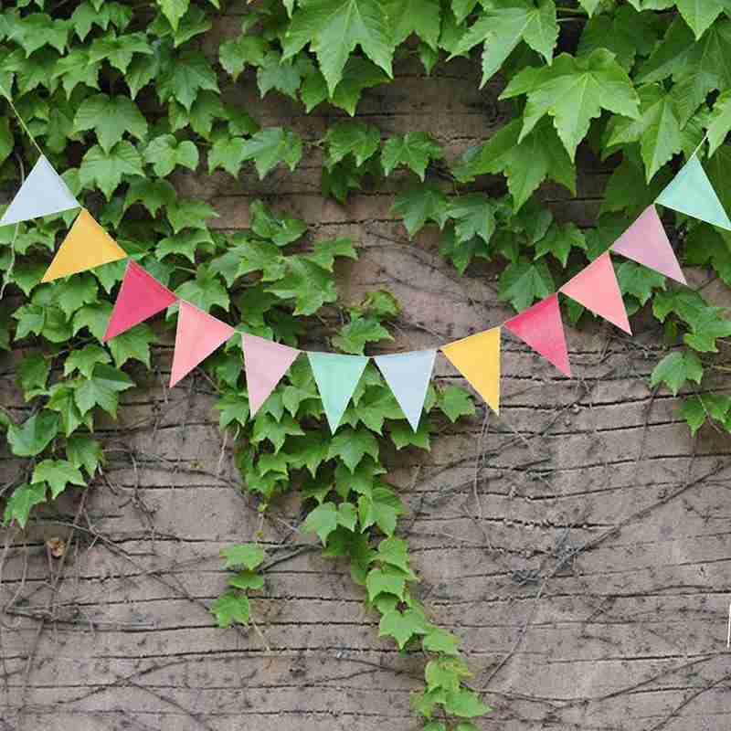 12 Flags Vintage Colorful Burlap Linen Bunting Flags Party For Happy Candy Pennant Garland Ration Deco Garden Wedding Birth X9Y6