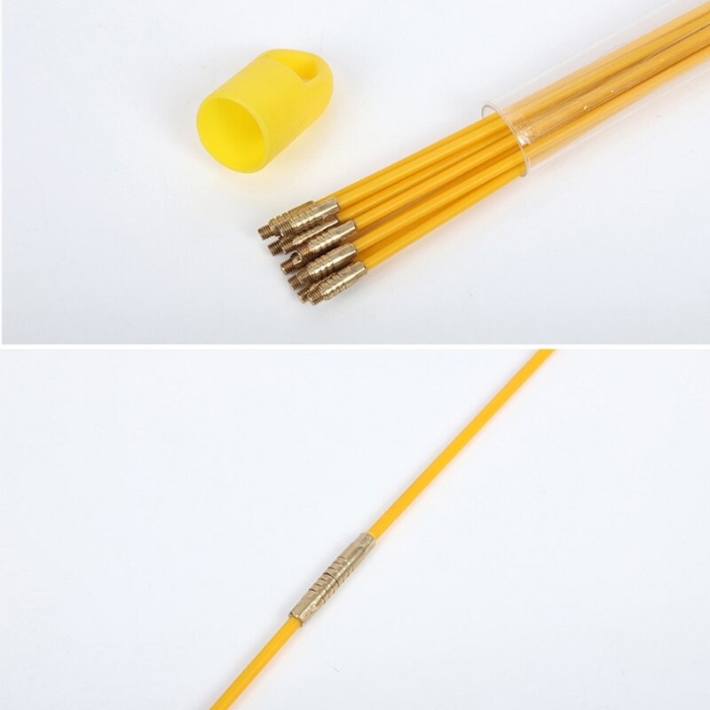 10Pcs/Set Fish Tape Running Wire Cable Rods Coaxial Electrical Connectable Fish Tape Pull Push Kit With Hook Hole Kit