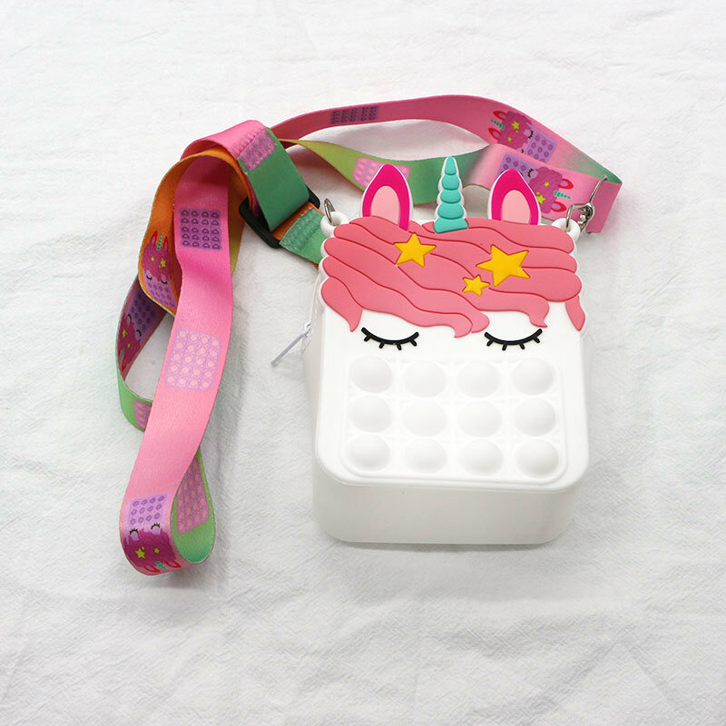 Moda donna per bambini 3D simpatico cartone animato Push portafoglio cerniera borsa a tracolla borsa a tracolla borsa portamonete borsa a bolle