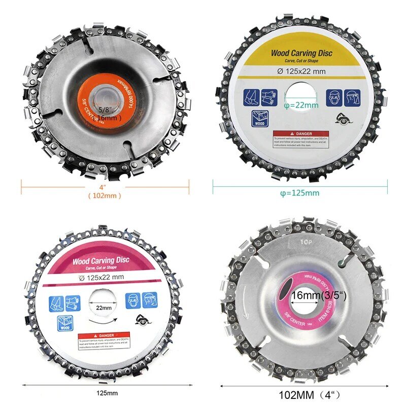 4 Inch 5 Inch Chain  Chain Saws Disc Woodworking Chain Plate Tool Multi-Functional Wood Carving Disc Angle Grinding Tool