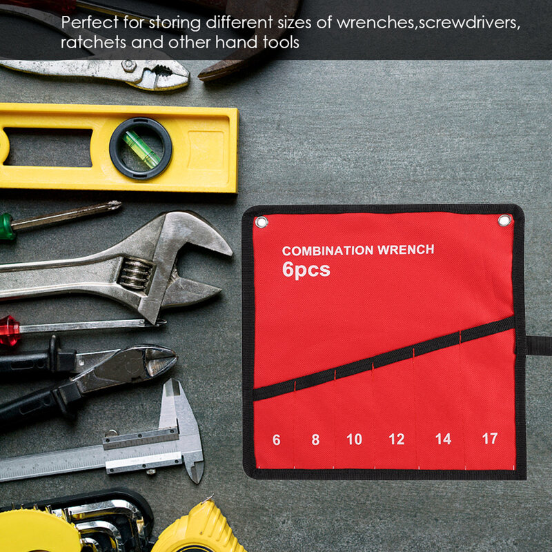 Portátil multi-bolso rolo up ferramentas saco de armazenamento chave alicate titular lona organizador ferramentas acessório vermelho