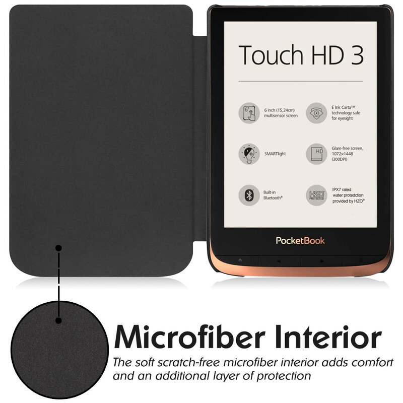 Schlank Fall für PocketBook Touch HD 3/Touch Lux 4 5/Grundlegende lux 2/Grundlegende 4/pocketbook 633 Farbe e-Leser-mit Auto-Sleep/Wake