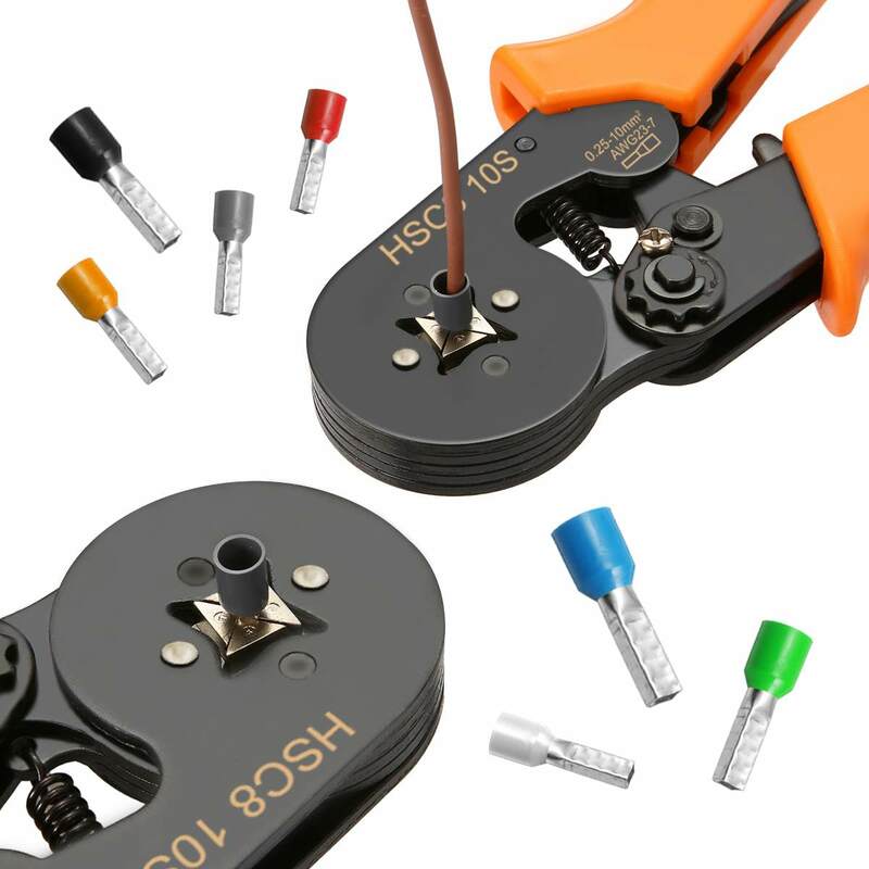 Kit de herramientas de prensado de férulas, alicates de crimpado de casquillos de alambre AWG 23-10 (0, 25-6 mm2) con 800 Uds.