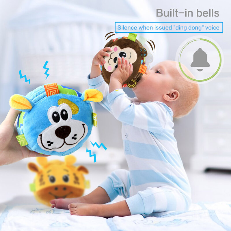 Pelota de felpa de entrenamiento para bebés, juguete sensorial de felpa de animales, aprendizaje temprano, aprendizaje infantil