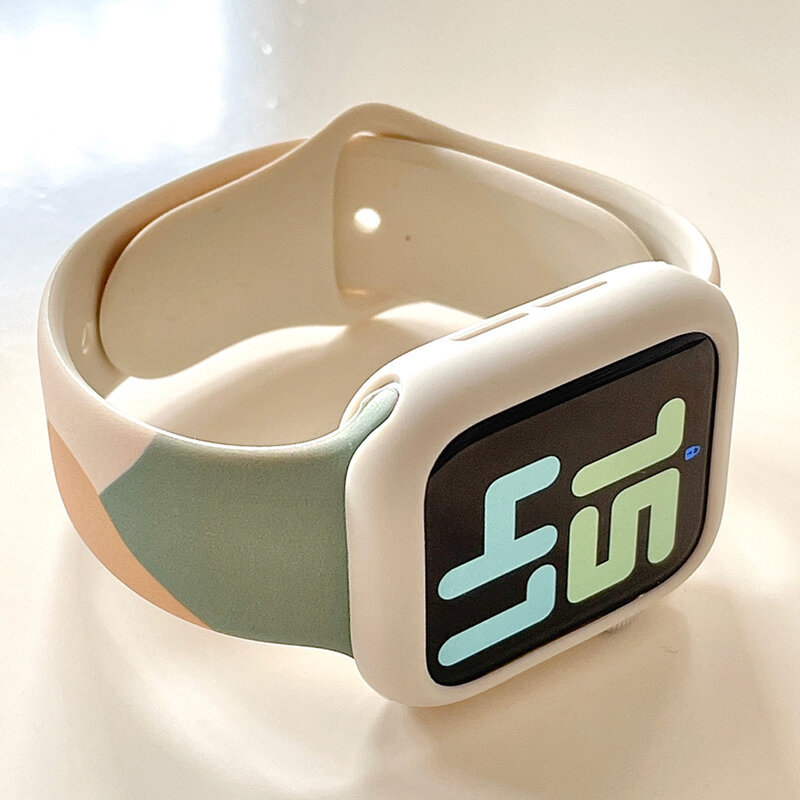 Correa de silicona Morandi para Apple Watch, banda deportiva de goma de 44mm, 40mm, 38mm y 42mm, accesorios para pulsera iWatch 6 5 se 4 3 2