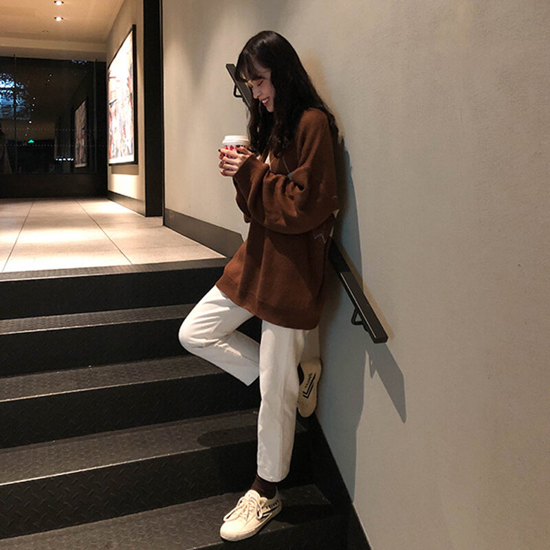 Autumn Winter Warm Knitted Sweater Women Oversize Loose Sweaters Korean Pullovers Ladies Tops Sweaters Casual Clothing Female