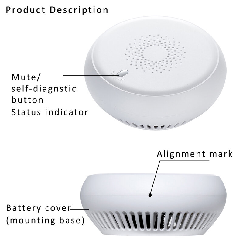 Tuya Smart Zigbee Smoke Detector Smart Fire Alarm Progressive Sound Photoelectric Smoke Sensor Work With Tuya Zigbee Hub
