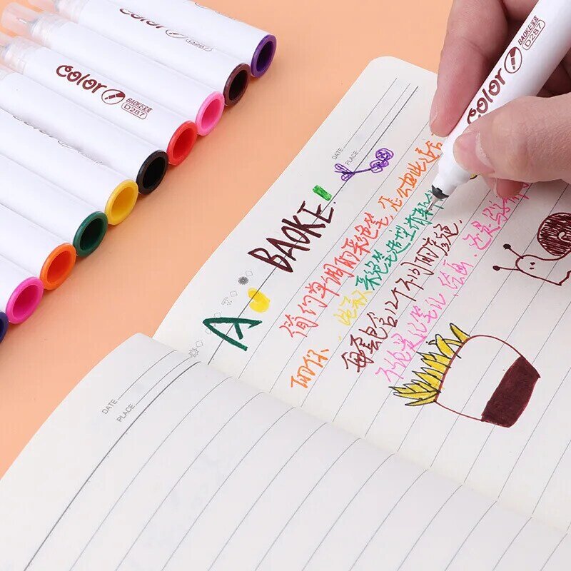 BAOKE – ensemble de stylos marqueurs Micro, 0.4MM, 12/24 couleurs, pour croquis créatifs, dessin, aquarelle, pour fournitures scolaires d'art