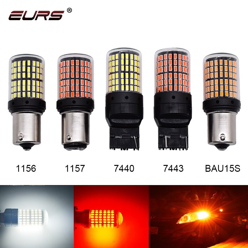 Bombillas LED para luz de señal de giro, 1x3014, 144 smd, CanBus S25, 1156, BA15S, P21W, BAY15D, BAU15S, PY21W, lámpara T20, 7440, W21W, W21/5W