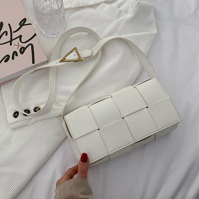 Hoge Kwaliteit Pu Lederen Geweven Crossbody Tassen Voor Vrouwen 2021 Designer Mode Schoudertas Vrouwelijke Messenger Bag Sac Epaule