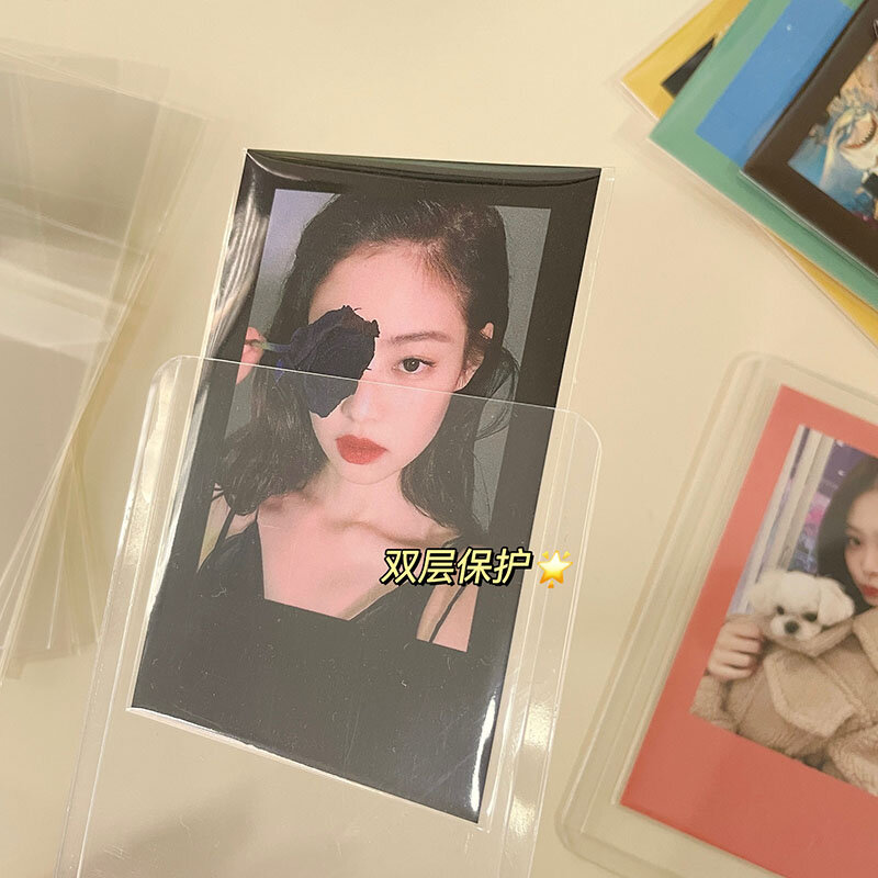 MINKYS-tarjetas fotográficas Kpop transparentes láser, película protectora, fundas para fotos, papelería escolar, 20 unidades por lote