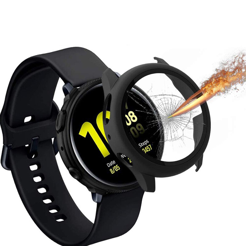 Стекло + чехол для Samsung Galaxy watch active 2 44 мм/40 мм, полное покрытие, бампер + защита экрана, аксессуары для часов active2