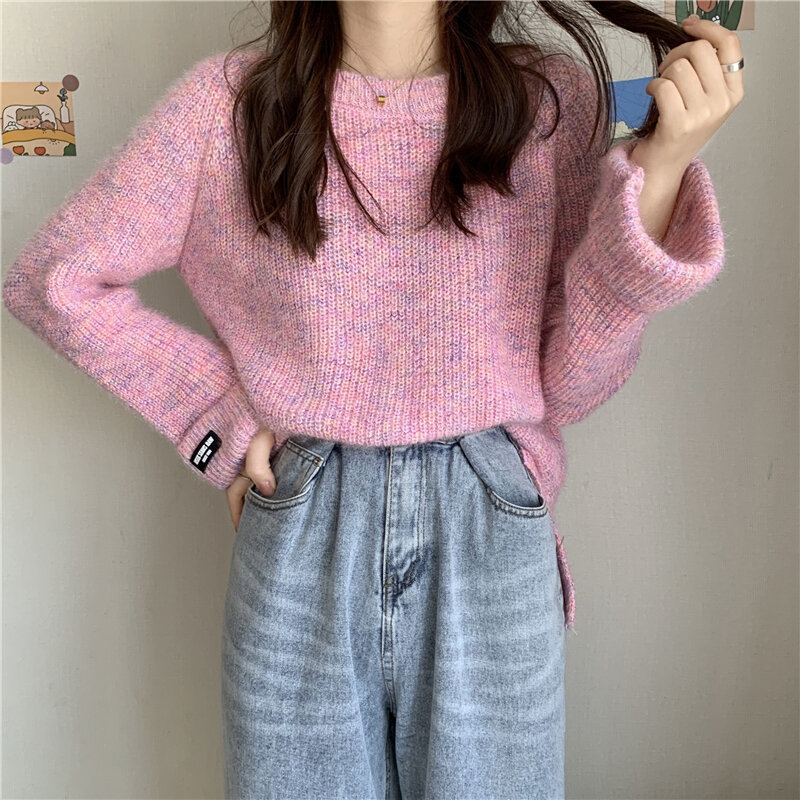 AOSSVIAO 2021 Thick Knit Warm Sweater Women Basic Pullovers Autumn Winter Sweaters Casual Loose Oversized Female Jumper Top