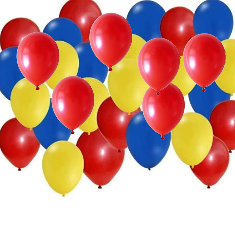 Globos de látex rojo, azul y amarillo para decoración de fiestas de cumpleaños, bodas y niños, 10 pulgadas, 30 unids/lote