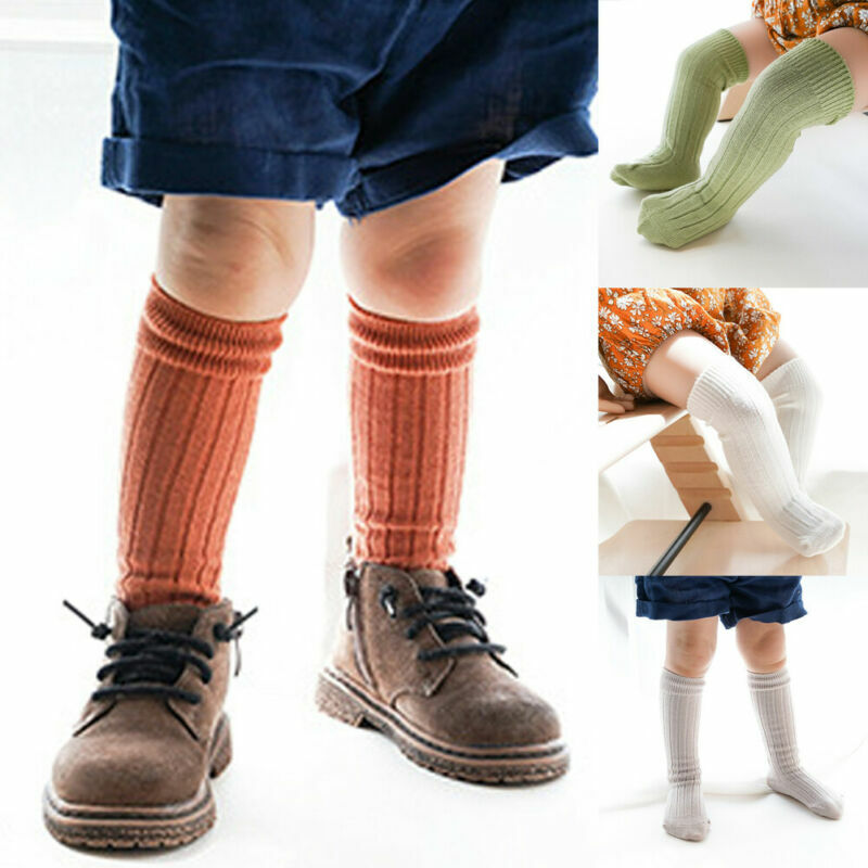 Pudcoco bebé primavera moda Otoño niños bebé Infante bebé niñas sólido antideslizante de punto calcetines largos calcetines de rodilla