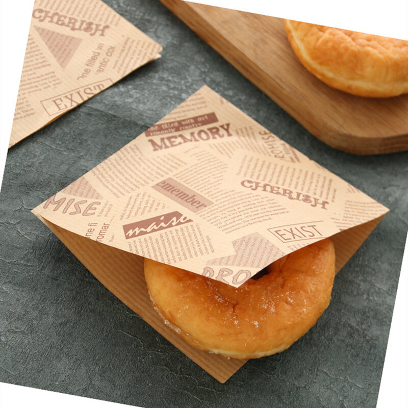 LBSISI Life 50pcs Donut Food Kraft Paper Bag Sandwiches Bread Oilproof Paper Bags Baking Accessories Wedding Decoration