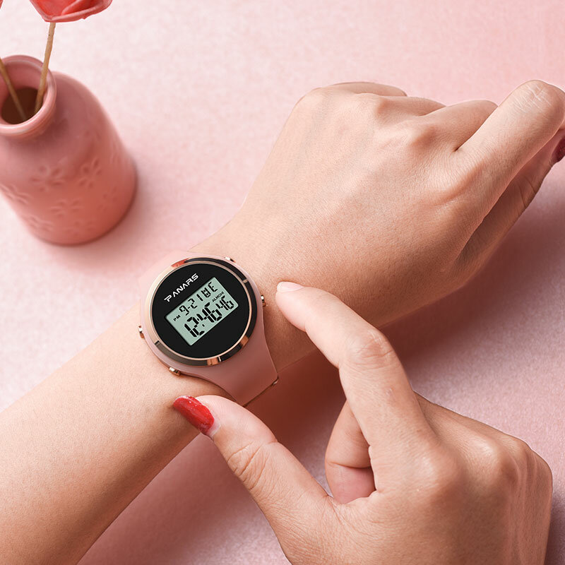 Relógio digital para mulher 50m à prova dwaterproof água senhoras relógios de pulso esportes silicone cinta exame relógio senhoras eletrônico relogio feminino