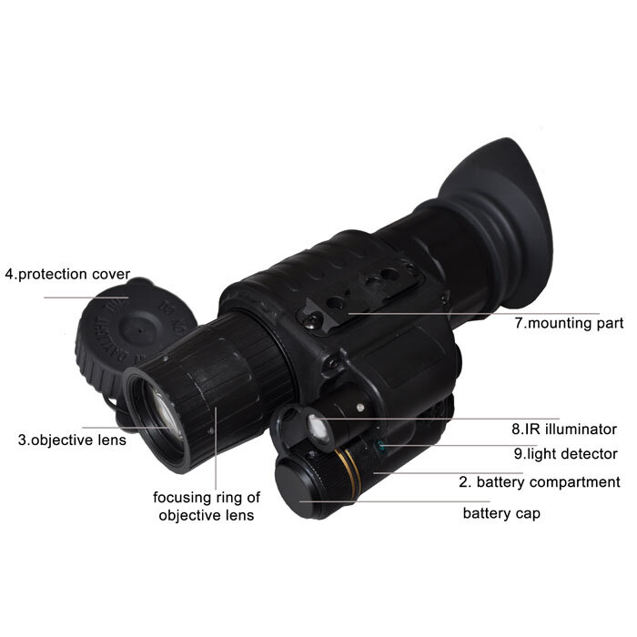 gen 2+ helmet mounted night vision monocular scope and night vision telescope, portable type infrared night vision monocular