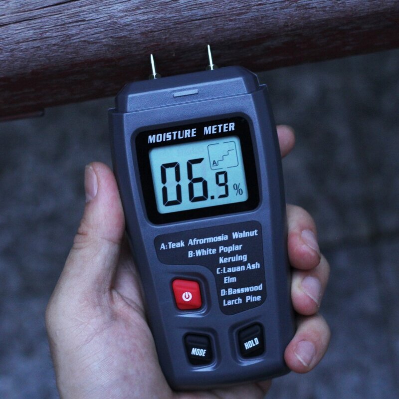 BSIDE Meteran Kelembapan Kayu Digital Alat Higrometer Kayu 0 ~ 99.9% Profesional Penguji Kelembapan EMT01 dengan Tampilan LCD Besar