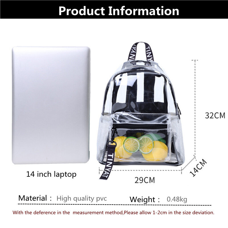 Fashion Clear Pvc Man Backpack New Trend Transparent Solid Backpack Travel School Backpack Bag for Boys Mini Beach Mochila