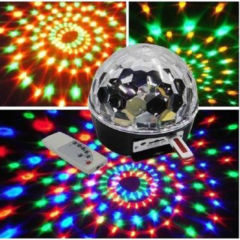 Boule magique en cristal avec télécommande, lecteur MP3, Bluetooth, commande vocale, 6 couleurs, numérique, lumières Disco, lumière de scène