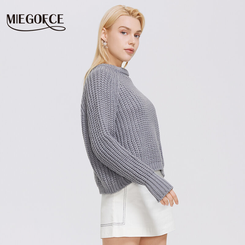MIEGOFCE 2021 jesienno-zimowa damska krótka młodzieżowa sweter z okrągłym dekoltem marki wysokiej jakości damski sweter M21200
