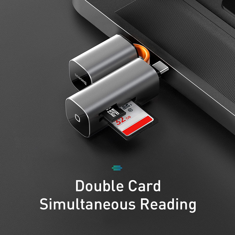 Baseus 2 in 1 카드 리더기 USB 3.0 Type C to SD 마이크로 SD TF 어댑터 (PC 노트북 용) OTG Cardreader 스마트 메모리 Microsd 카드 리더기