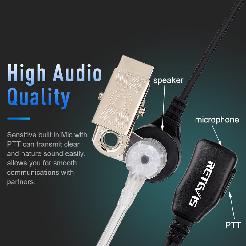 10 Pcs PTT MIC In-Ear Earpiece Walkie Talkie Headset untuk Kenwood untuk Baofeng UV5R UV82 888S Retevis h777 RT22 untuk TYT untuk Puxing