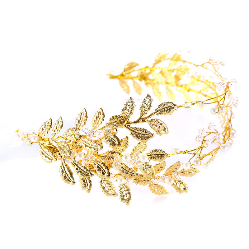 Moda coreano ouro cristal simulado pérola faixa de cabelo hoop noiva casamento hairband jóias tiara coroa diadema